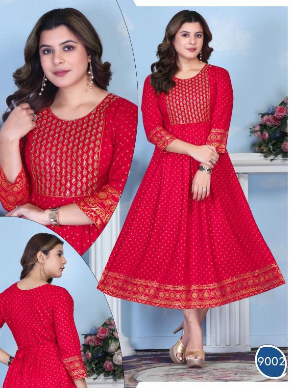 Beauty Queen Always Bindaas Rayon Printed Anarkali Kurtis Collection